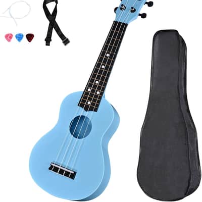 Kids Toy Ukulele 21 inch Plastic Ukelele,Musical Instrument, Ukulele Toy Gift for Children Beginners with Bag Picks Strings (Light blue) image 1