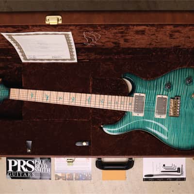 PRS 2016 Private Stock Custom 24 in Bahama Blue Smoked Burst w/Curly Maple Top, Swamp Ash Back & Backplates, Curly Maple Fretboard, Curly Maple Neck, Phase III Locking Tuners w/Curly Maple Buttons & Stained Curly Maple w/Paua Outline Inlays image 9