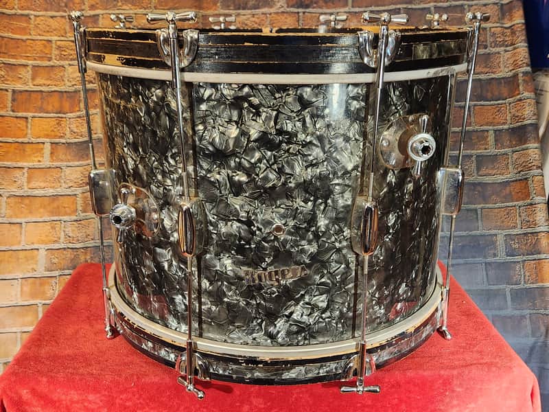 Vintage 1960s Rogers Spotlight 20x14" Kick Drum Black Pearl Wrap image 1