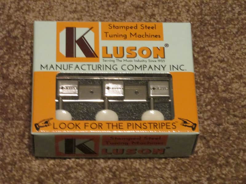 Kluson Deluxe Three on a side Button Machine Heads Silver/Cream New in Box image 1