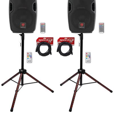 (2) Rockville BPA8 8" Powered 300w DJ PA Speakers wBluetooth+LED Stands+Cables image 14