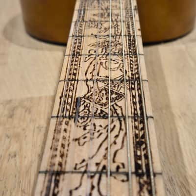 Fretless 3/4 Sized Classical Guitar with Pyrography Neck image 9