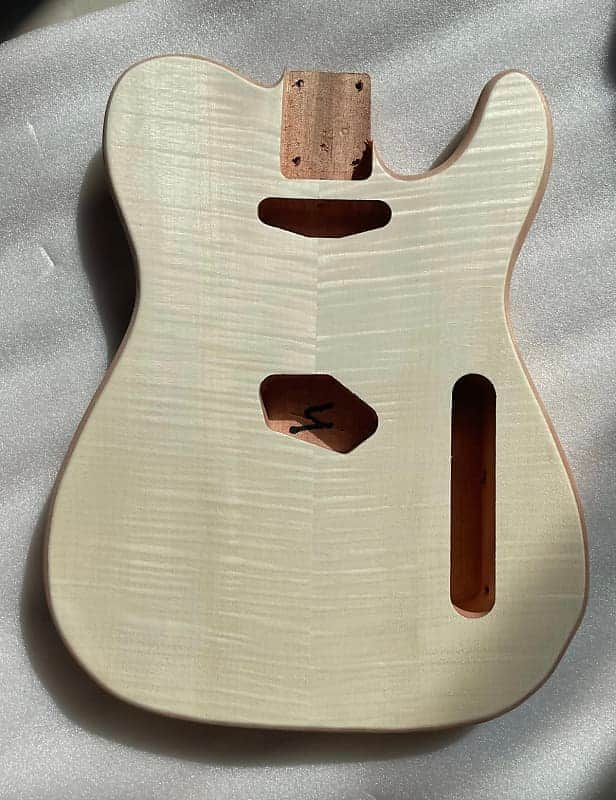 Veneer Tiger Maple Top Guitar Tele Style Mahogany Body image 1