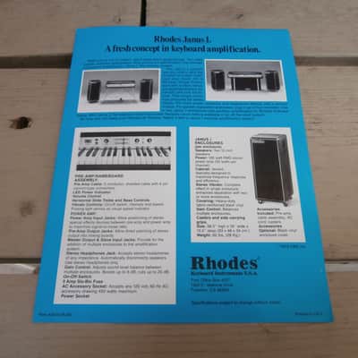 Vintage 1970's Rhodes Janus I Keyboard Amplifier Introduction Flyer! Rare, Original Case Candy! image 2