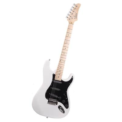 Glarry GST Electric Guitar With Black Pickguard White image 10