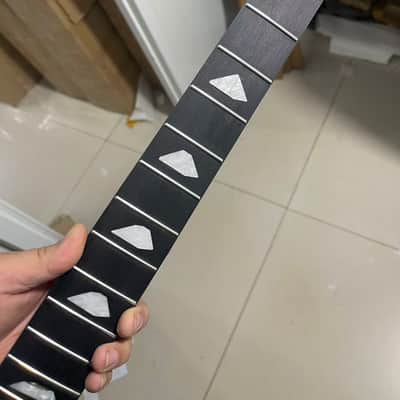 6 String Electric Guitar Neck, 24 Frets, Ebony Fretboard, Maple Neck, Black Headstock, Shark Fin/Triangle Inlay, Locking Nut Ready image 5