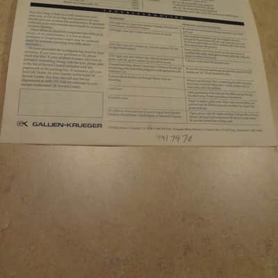 Original Gallien-Krueger ML S/ML E owners manual. image 2