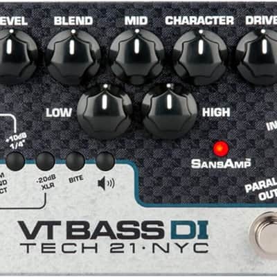 Tech 21 SansAmp VT Bass DI Pedal Bundle w/ 2x Strukture Patch Cables, 12x Guitar Picks & Liquid Audio Polishing Cloth CS-VTB-DI image 2