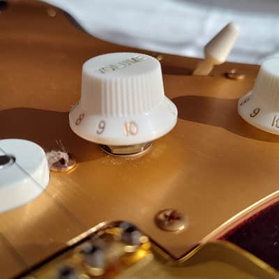 Custom Squier 40th Anniversary Gold Edition Stratocaster - Ruby Red Metallic, 100% Rosewood Neck (2022) image 10