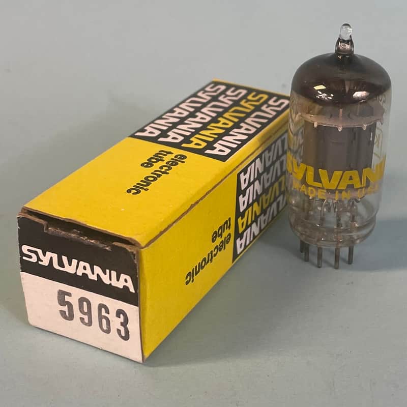 1970s Sylvania 5963 12AU7WA Vintage Long Plate Halo Getter Preamp Tube! T219 image 1