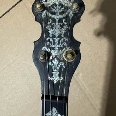 Vintage La Scala Grande Tenor Banjo w/ Original Case Ornate Inlays image 4