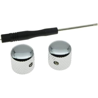 Set of 2 Chrome Metal Guitar Dome Knobs Bass Knob with Set Screw for Telecaster/Tele Guitar image 3