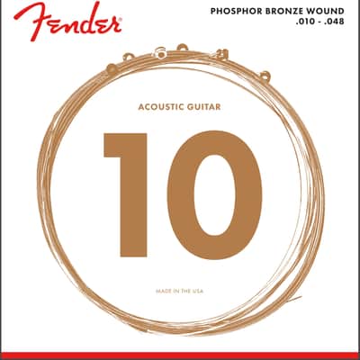 Fender Phosphor Bronze Acoustic Guitar Strings, Ball End, 60XL .010-.048 Gauges, (6) image 1