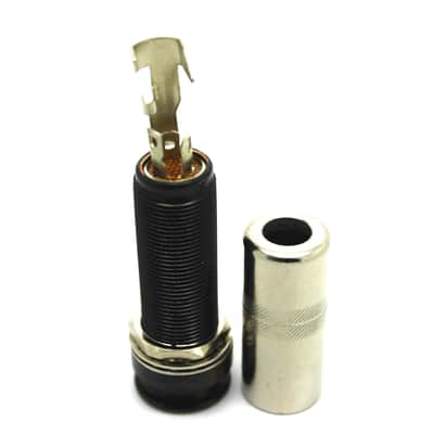 BLACK STEREO 4 CONDUCTOR ENDPIN GUITAR JACK SOCKET WITH STRAP FOR PREAMP image 2