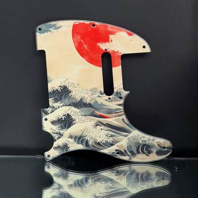 Miraculum Workshop Tele-Style 8-Hole Pickguard – Japanese Waves Red Sun Bild 4