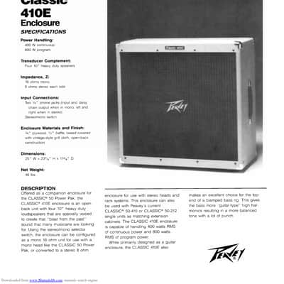 Peavey Classic 410E 400-Watt 4x10" Guitar Speaker Cabinet 1990s - Tweed image 4