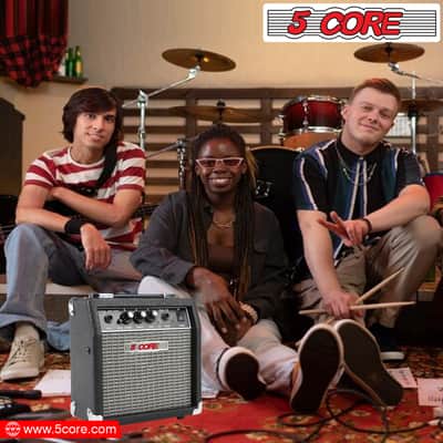 5 Core Guitar Amplifier 10 Watt Electric and Acoustic Amp for Practice with Inbuilt Speaker Aux Input Volume Bass Treble Control Amp GA 10 BLK image 9