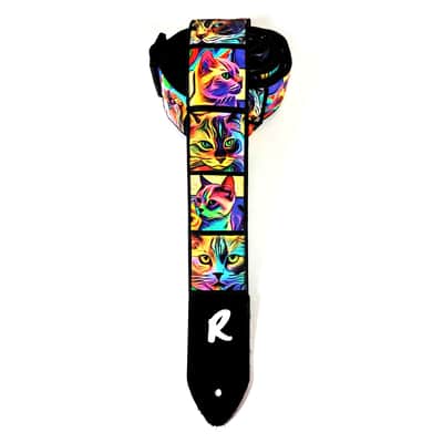 Psychedelic Cats Guitar Strap - Colorful Cats Guitar Strap - Rainbow Cats Guitar Strap - Painted Cats Guitar Strap - Universal Guitar Strap image 5