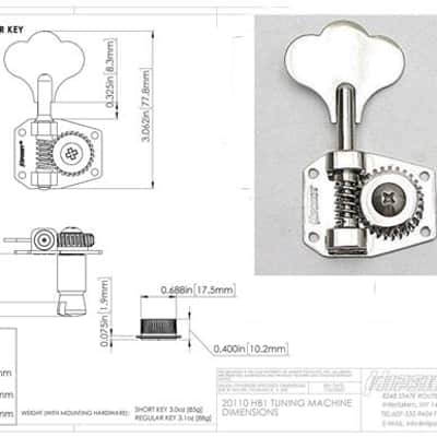 Hipshot® HB1 Am Classic Bass Tuners~27:1 Ratio~Clover Key~Nickel~G&L Bass~USA~New image 2