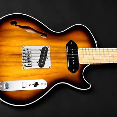 BootLegger Guitar Single Barrel Brown Red Black Burst Custom Case & Flask P90 & Single Coil image 8