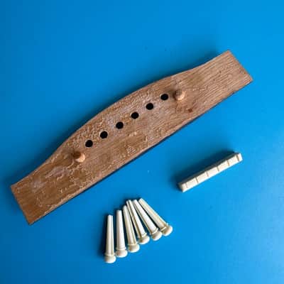 SQUIER Acoustic 093-0300-021 Guitar Part: Bridge w/Saddle Pins and Nut [Lot] image 8