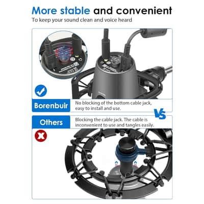 Yeti Nano Shock Mount With Pop Filter, [Custom Built For Yeti Nano Mic] Anti-Vibration Suspension Shock Mount Holder Clip Compatible With Blue Yeti Nano Microphones image 6