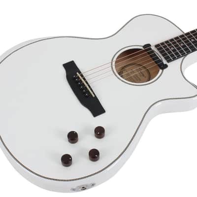 Swing Hybrid-White All Solid Electric Acoustic Slim Guitar Piezo Magnetic Pickup image 2