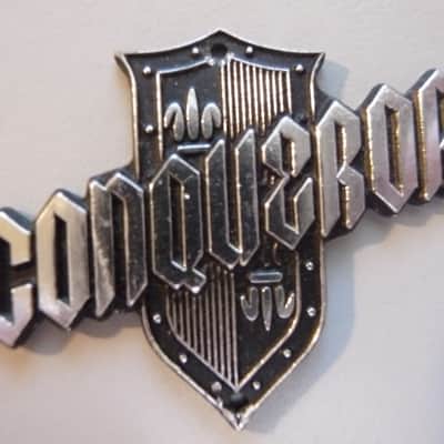 "Conqueror" Guitar Headstock Badge/Emblem/Logo Vintage 1960's Silver/Black N.O.S. image 1