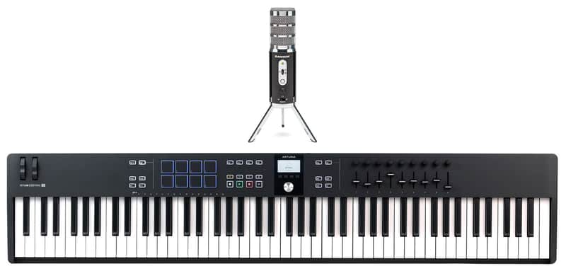 Arturia KEYLAB ESSENTIAL Mk3 88-Key Black Midi Keyboard Controller+Samson Mic image 1