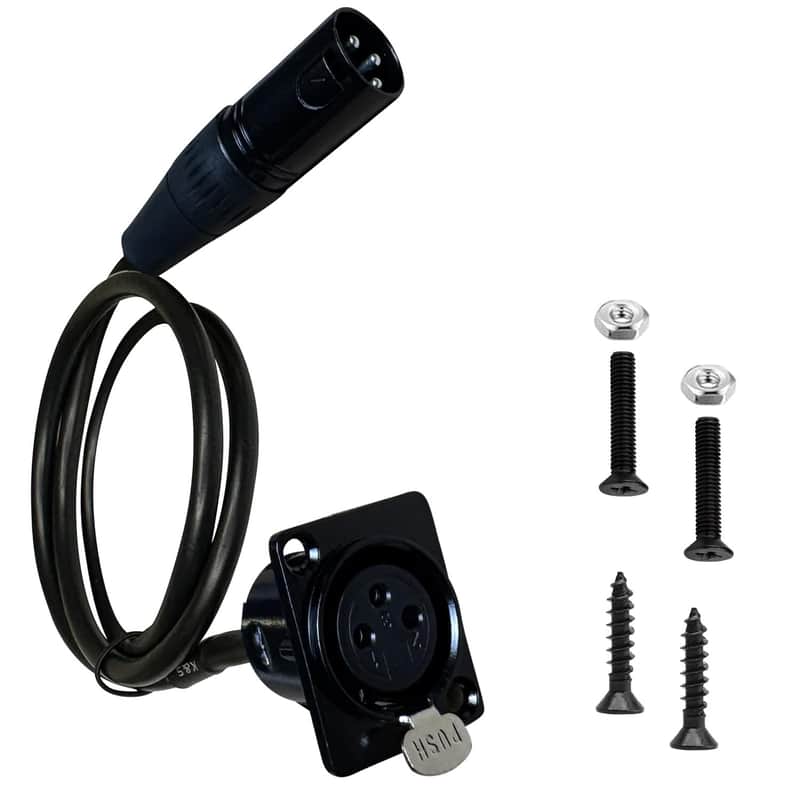 Premium XLR Pass Through Cable, No Solder, for Stage Box, Patch Panel, Floor Box - No Solder for Pro Audio Installations (Female to Male Black) image 1