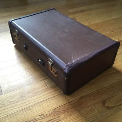 Vintage Brown Leather Made In USA 1950s-60s Hard Pedal Storage Case Luggage Amp Speaker Cargo Mod Platform image 12