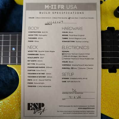 ESP USA M-II FR Power Bait 6-String Electric Guitar w/ Duncans & USA Form Fit Case image 5