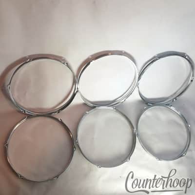 *Pearl 5x 12"Tom Drum Rims/Hoops Triple-Flange Chrome 6-Lug Hole 60s-70s Vintage image 2