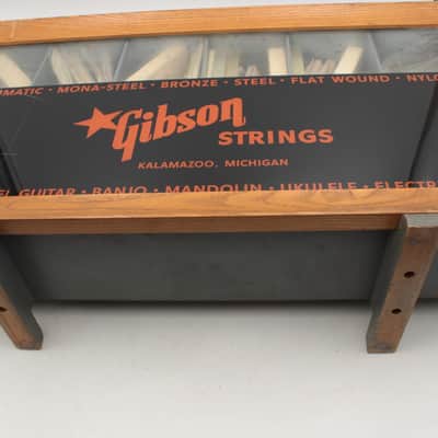 1950's Gibson String Counter Display Case - Reverse Painted Glass- w/ Strings! image 3