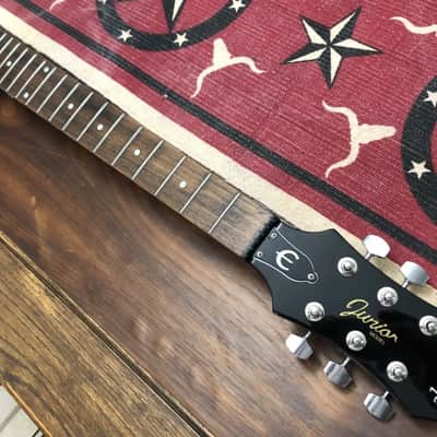 2004 Epiphone Les Paul Junior Electric Guitar Black Actual Loaded Neck image 1