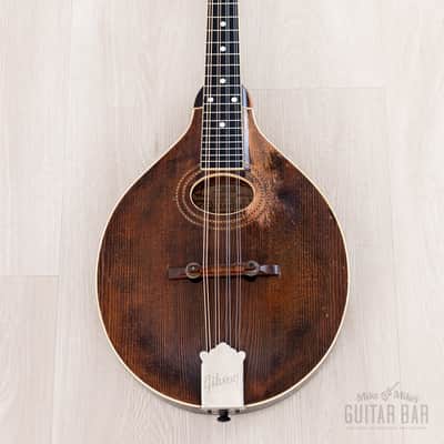 1919 Gibson Style A-2 Vintage A-Style Carved Top Mandolin Sheraton Brown w/ Faultless Case image 2