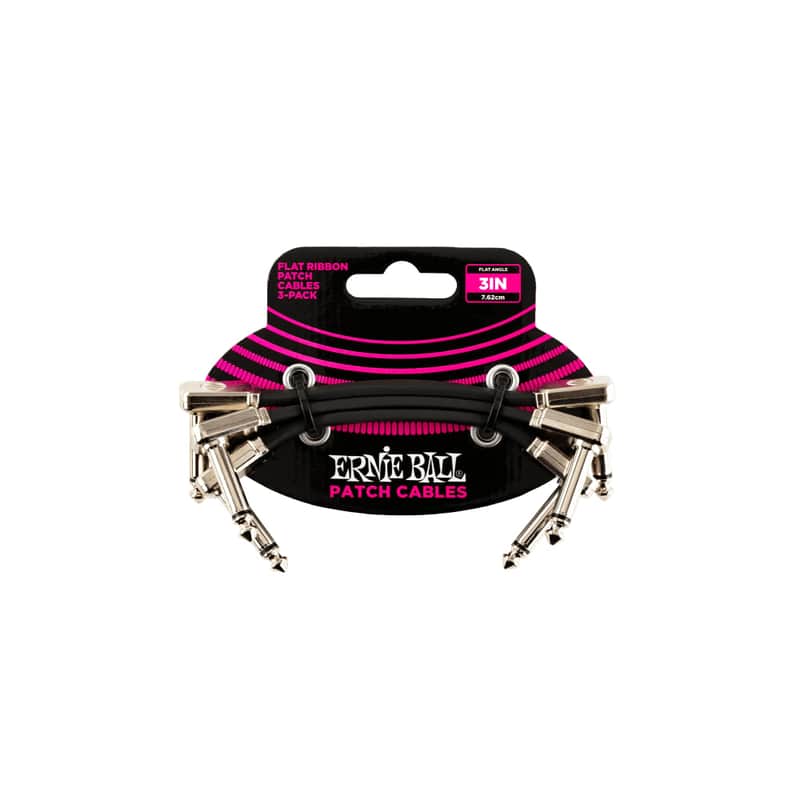 Photos - Instrument Cable Ernie Ball MXR Flat Ribbon Patch Cables - 6 inch / 3 pack / Black / Black 