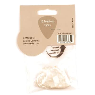 Genuine Fender® 351 Premium Picks, 12 pack, White Moto Medium 198-0351-805 image 3
