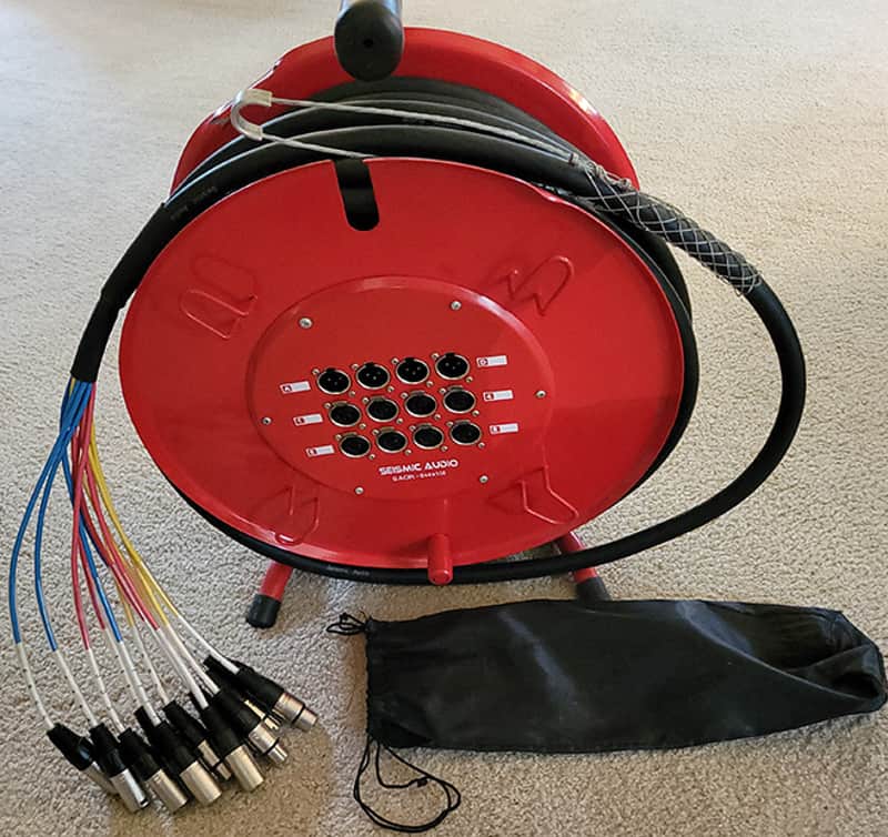 Seismic Audio SAOR-8x4x100 8-Channel XLR Snake Cable On a Reel with (4x) XLR Returns - 100' 2010s - Red/Black image 1