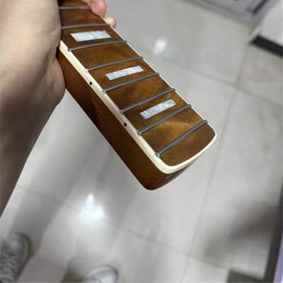AAA 20 fret Roasted flame maple J BASS guitar neck part block inlay binding image 7