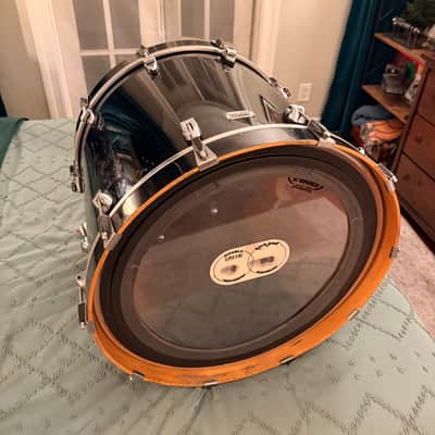 Ayotte Custom Piano black gloss wood hoop maple drum kit 22/12/14/16 image 11