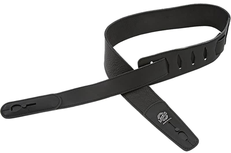 Lock-It Straps Deluxe Leather 2 3/4" Guitar Strap with Locking Ends Black image 1
