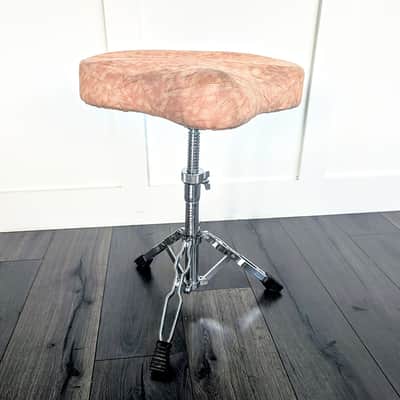 Vintage Drum Seat Throne Saddle Suede Natural Tan Brown Leather or Microfiber? image 7