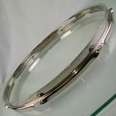Ludwig 14" NOB Triple-Flange Snare Drum Resonant Nickel-BRASS Rim/Hoop 8-Lug 60s image 3