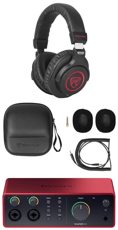 Focusrite Scarlett 4i4 4th Gen Studio Recording USB Audio Interface+Headphones image 1