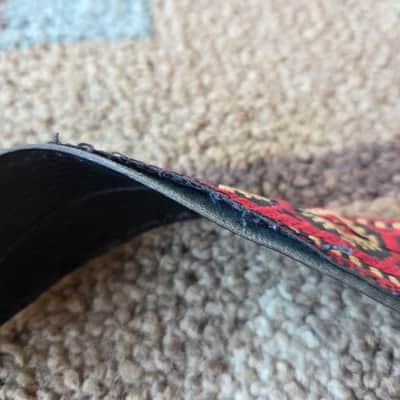 Vintage 1960's Ace-Style Guitar Strap! Red Diamond Pattern, Metal Buckle! Rare, Original Case Candy! image 6
