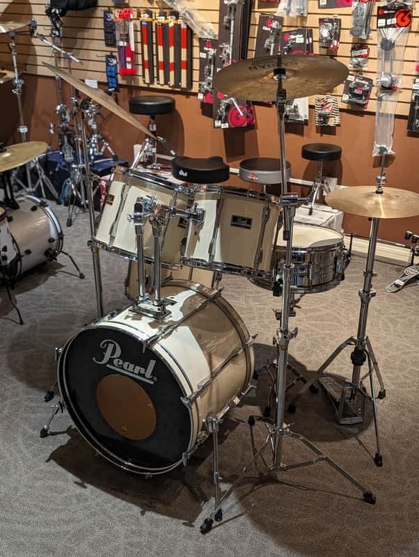 Pearl Export 5 Piece Drum Kit w/Cymbals & Hardware - Antique White (1990's) image 1