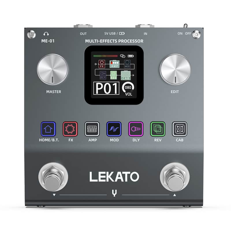 LEKATO ME-01 Multi Effects Guitar Pedal with 80 Presets 6 Effects Modules 20IRs bluetooth image 1
