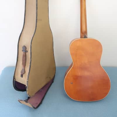 Antique Vintage 1930s Regal Parlor Guitar Project Scenic Floral Stencil Washburn Ditson Original Cloth Latch Case image 2