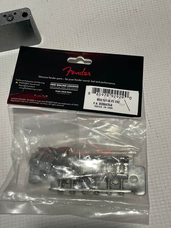 NOS 2000's Fender USA American Standard Stratocaster Complete Base Plate & Saddles image 1